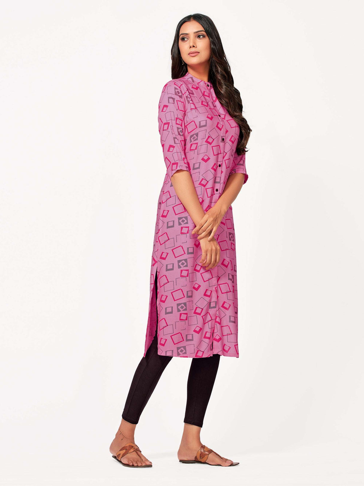 Mimosa Women Pink Color Printed Straight Kurta