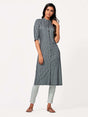 Mimosa Women Grey Color Printed Straight Kurta