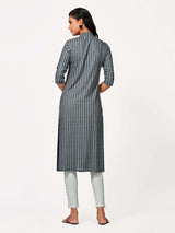 Mimosa Women Grey Color Printed Straight Kurta