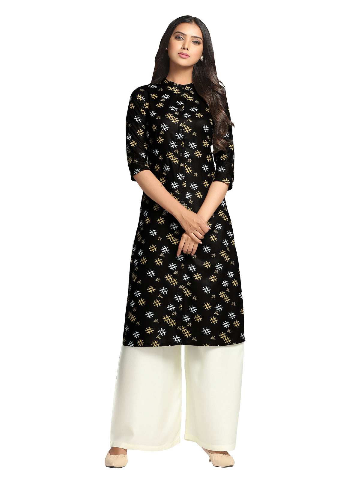 Mimosa Black Color Printed Straight Kurta