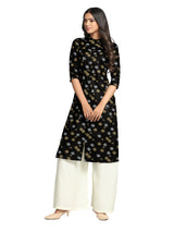 Mimosa Black Color Printed Straight Kurta