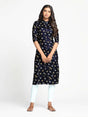 Mimosa Navy Blue Color Printed Straight Kurta