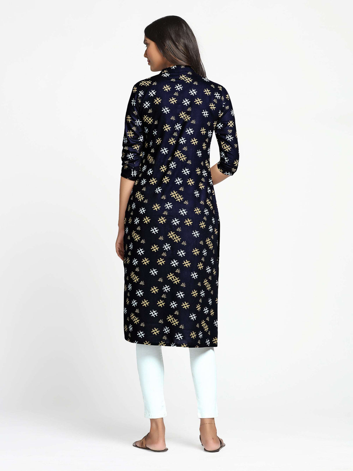 Mimosa Navy Blue Color Printed Straight Kurta