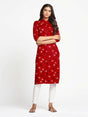 Mimosa Red Color Printed Straight Kurta