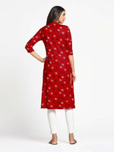 Mimosa Red Color Printed Straight Kurta