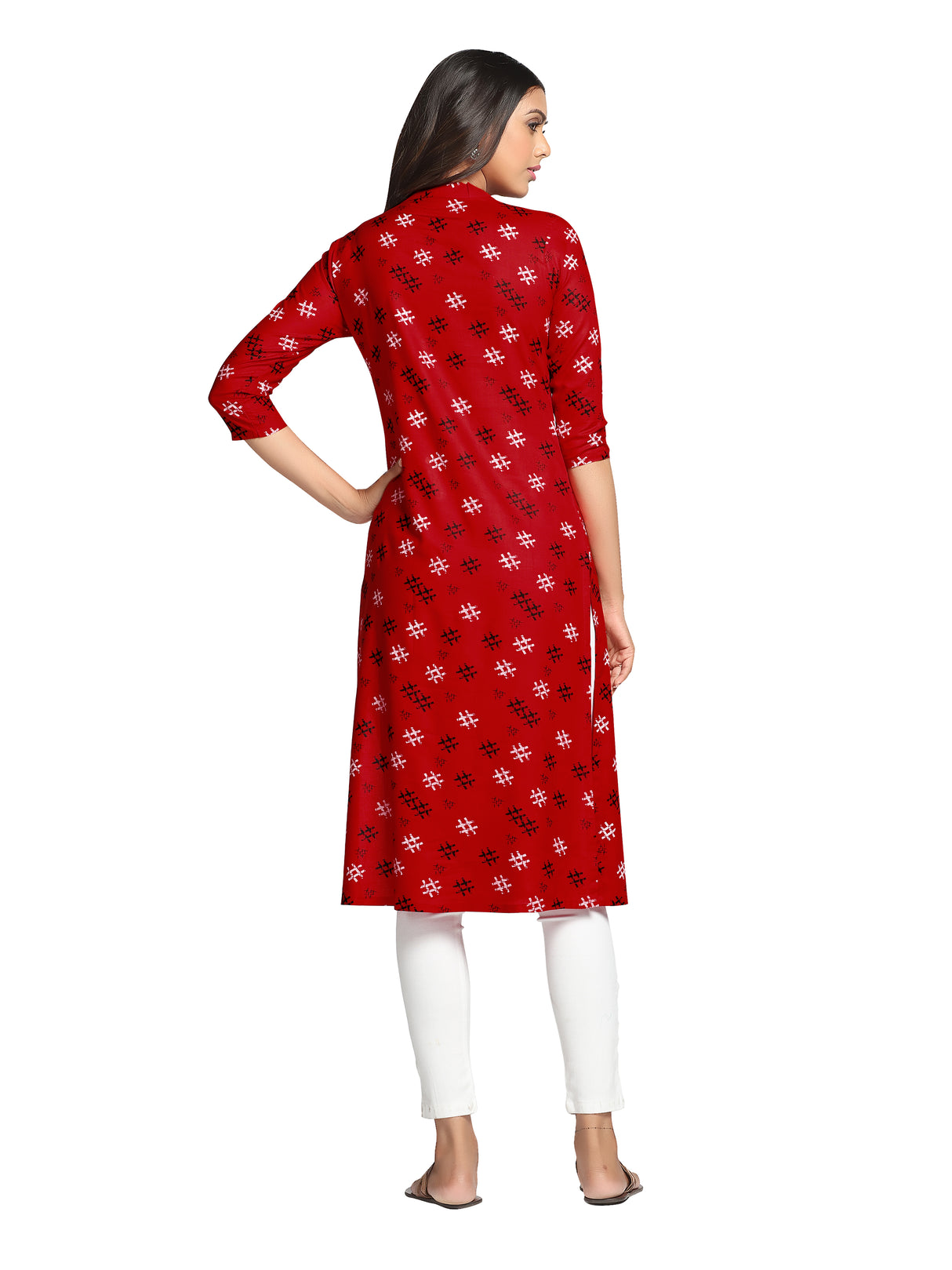 Mimosa Red Color Printed Straight Kurta