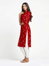 Mimosa Red Color Printed Straight Kurta