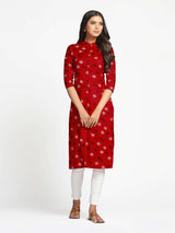 Mimosa Red Color Printed Straight Kurta