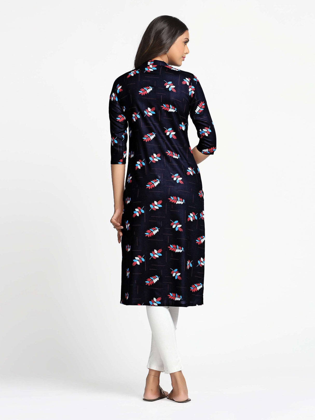 Mimosa Navy Blue Color Printed Straight Kurta