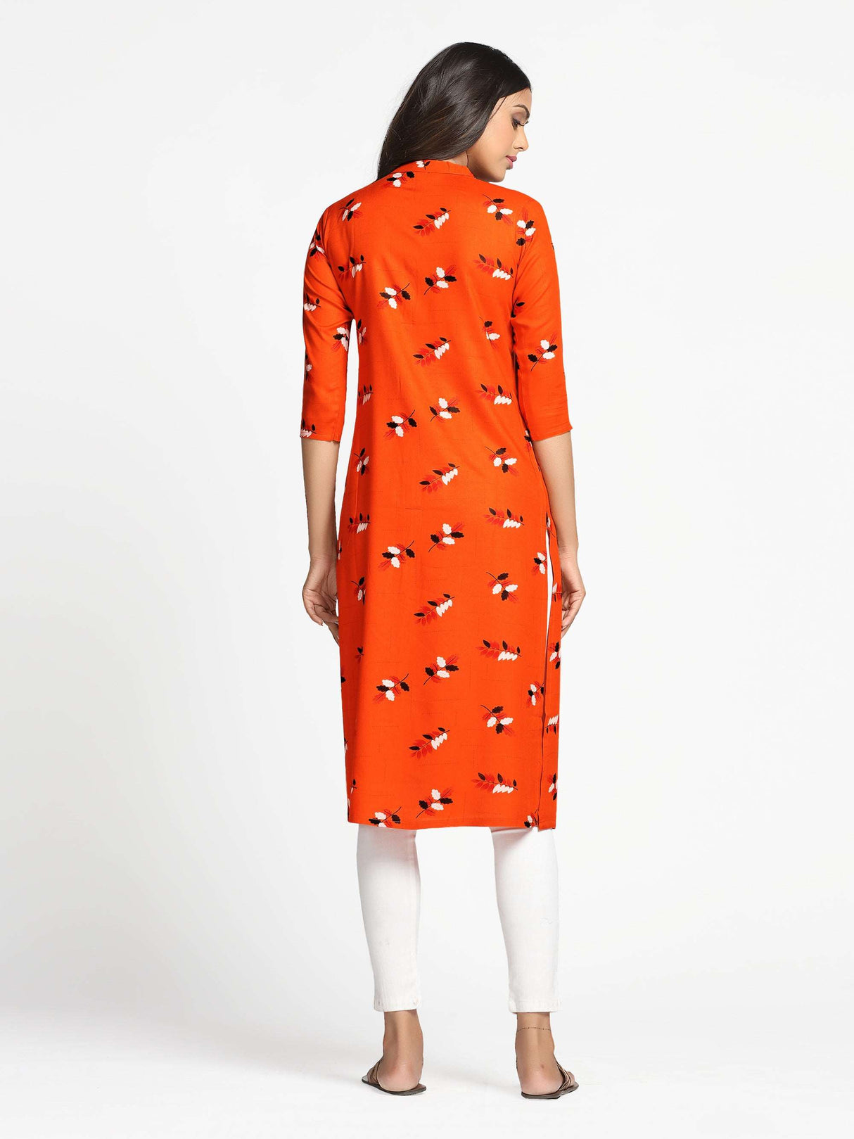 Mimosa Orange Color Printed Straight Kurta