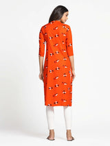 Mimosa Orange Color Printed Straight Kurta