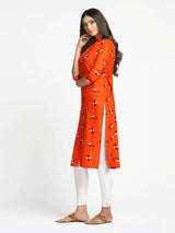 Mimosa Orange Color Printed Straight Kurta