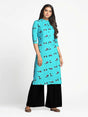 Mimosa Turquoise Blue Color Printed Straight Kurta