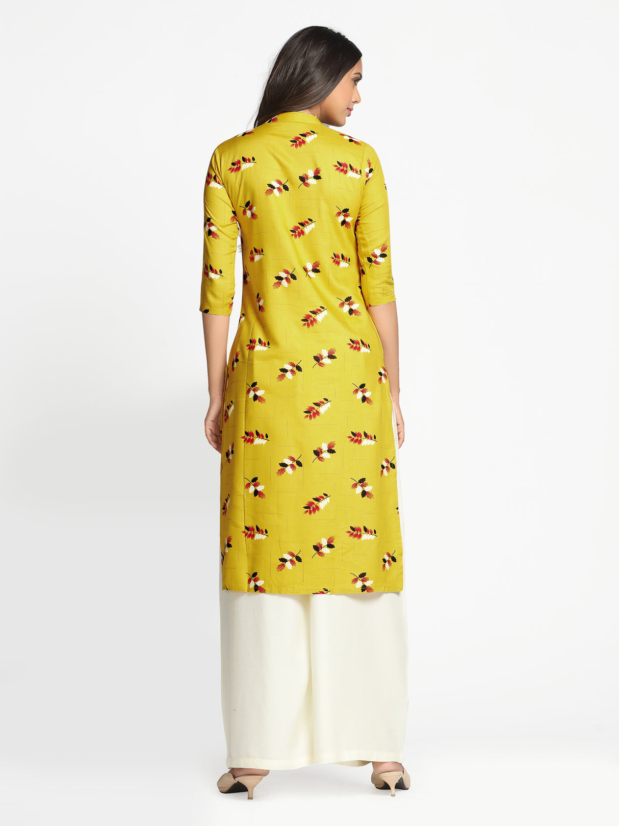 Mimosa Yellow Color Printed Straight Kurta