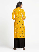 Mimosa Mustard Yellow Color Printed Straight Kurta