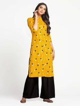 Mimosa Mustard Yellow Color Printed Straight Kurta