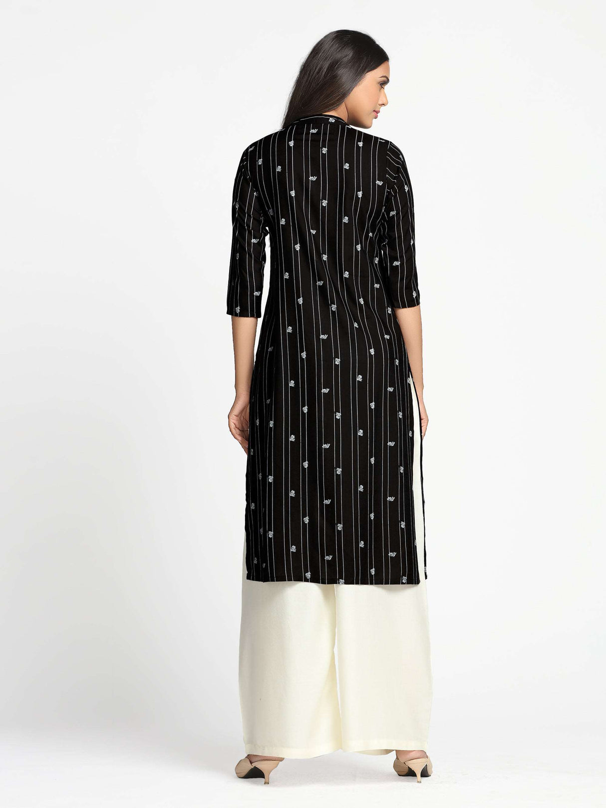 Mimosa Black Color Printed Straight Kurta