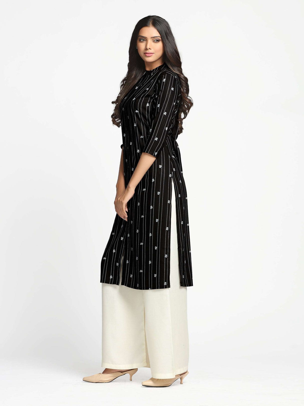 Mimosa Black Color Printed Straight Kurta