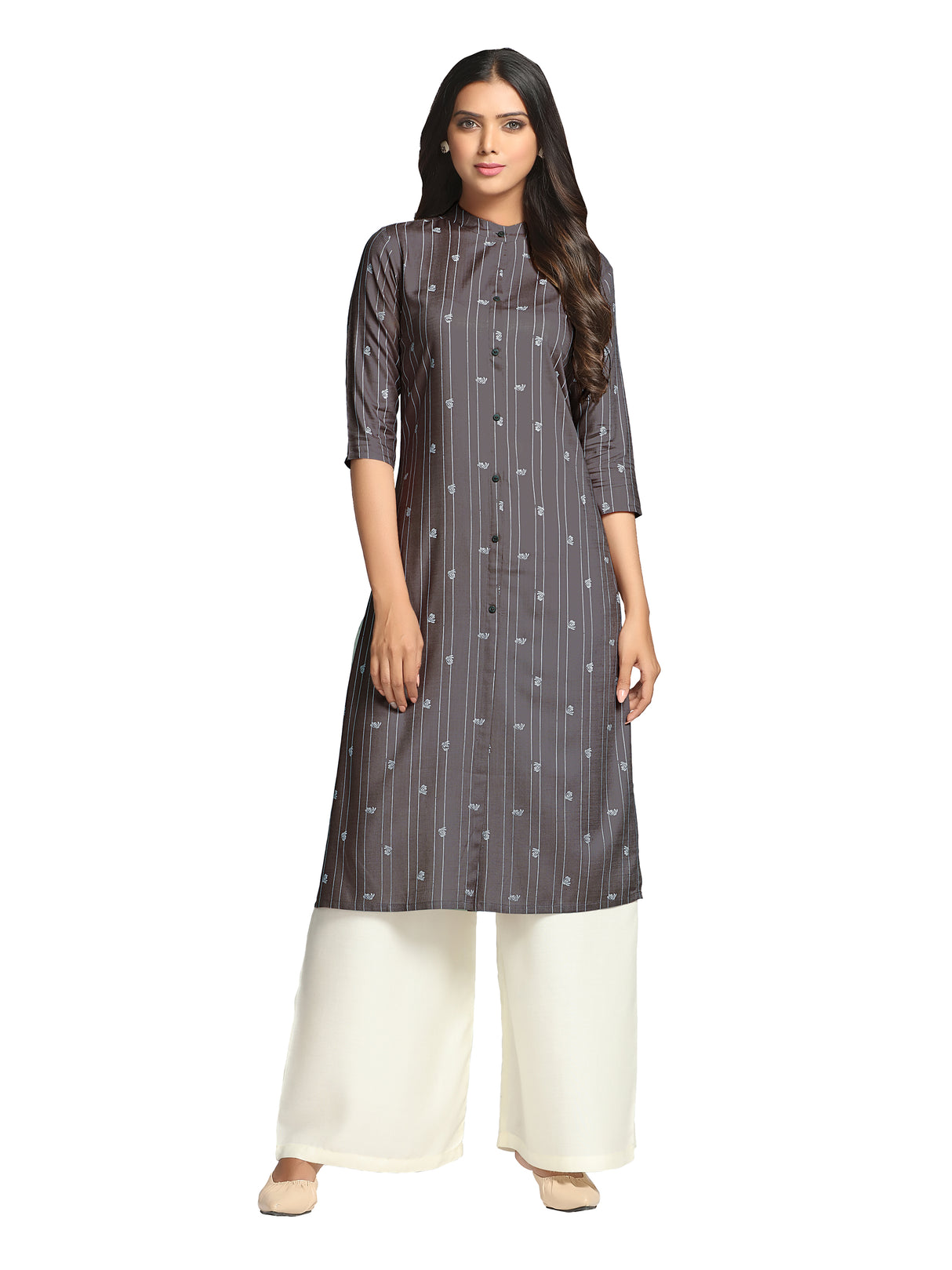 Mimosa Brown Color Printed Straight Kurta