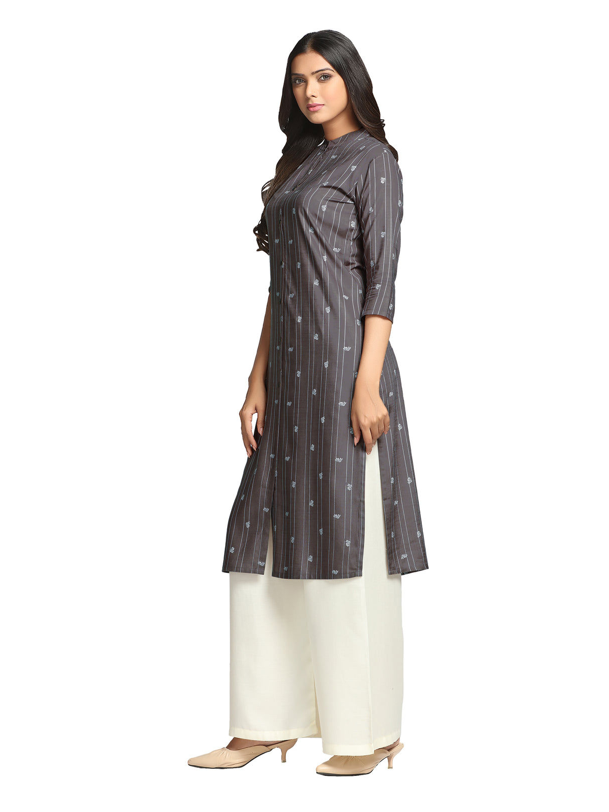 Mimosa Brown Color Printed Straight Kurta