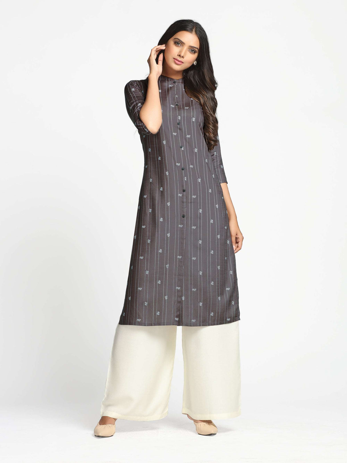 Mimosa Brown Color Printed Straight Kurta