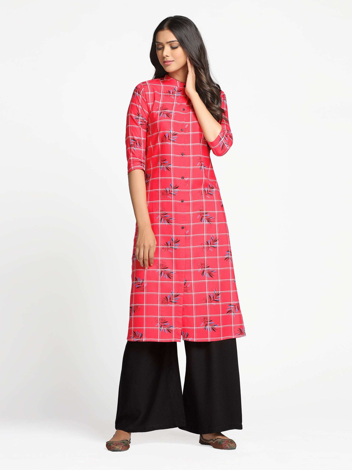 Mimosa Pink Color Printed Straight Kurta