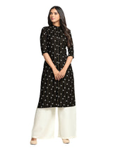 Mimosa Black Color Printed Straight Kurta