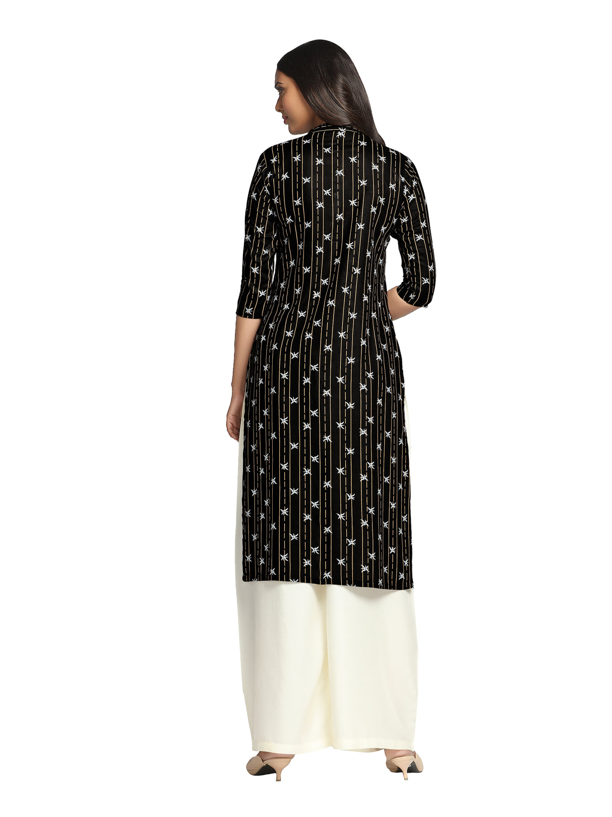 Mimosa Black Color Printed Straight Kurta