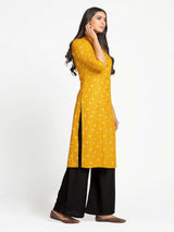 Mimosa Mustard Yellow Color Printed Straight Kurta