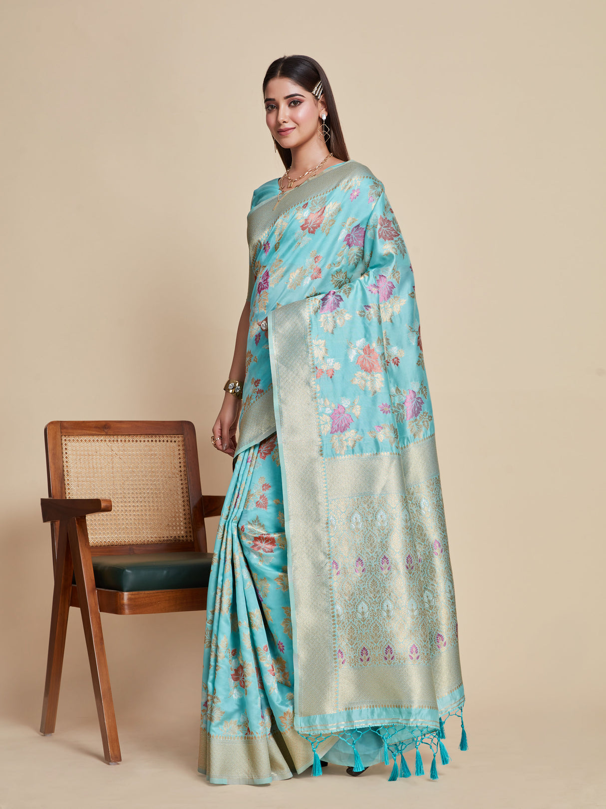 Mimosa Women's Woven Design Kanjivaram Style Art Silk Saree With Blouse Piece : SA00001059AN