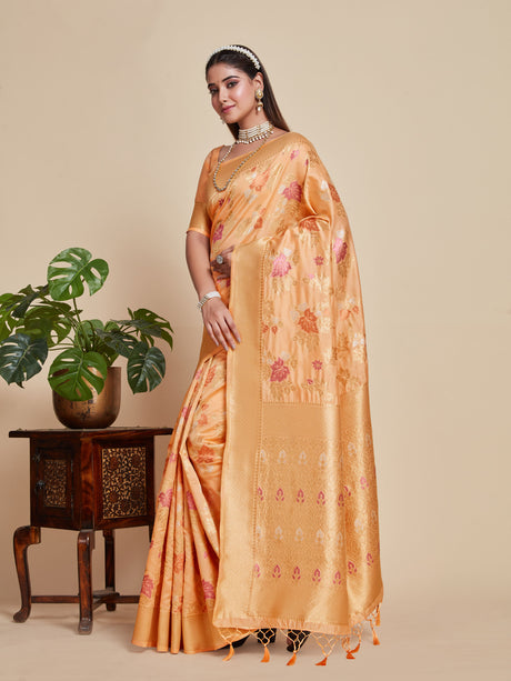 Mimosa Women's Woven Design Kanjivaram Style Art Silk Saree With Blouse Piece : SA00001059PC