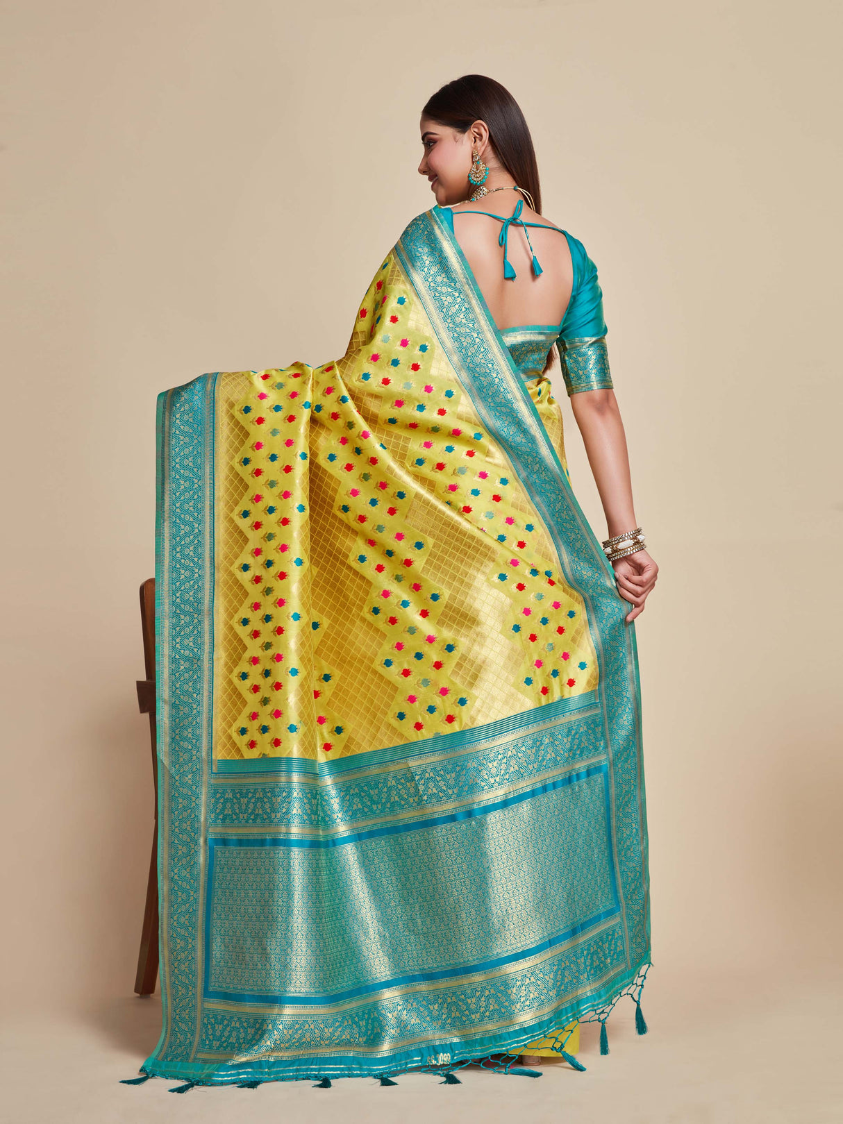 Mimosa Women's Woven Design Kanjivaram Art Silk Saree With Blouse Piece : SA00001062YLW