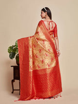 Mimosa Women's Woven Design Kanjivaram Art Silk Saree With Blouse Piece : SA00001101RED