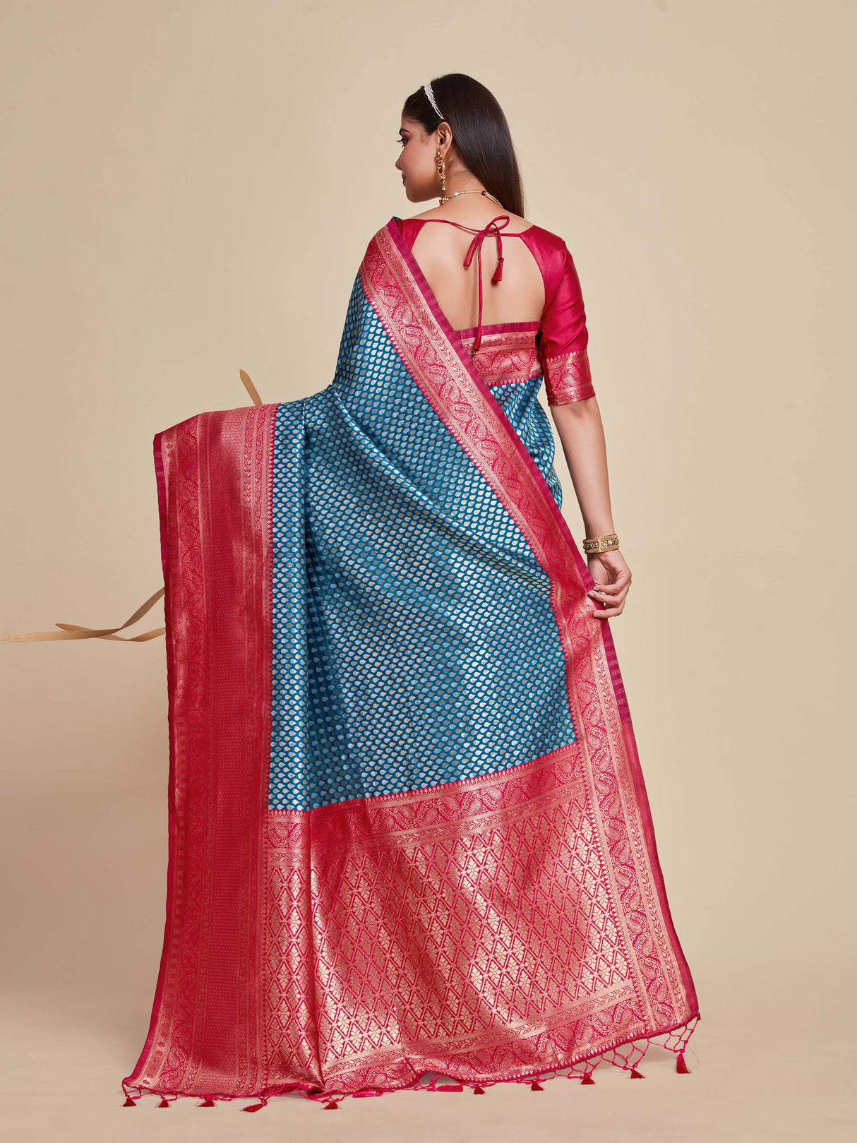 Mimosa Women's Woven Design Kanjivaram Art Silk Saree With Blouse Piece : SA00001103SF