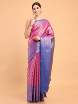 Mimosa Women's Woven Design Kanjivaram Art Silk Saree With Blouse Piece : SA00001118RNFREE