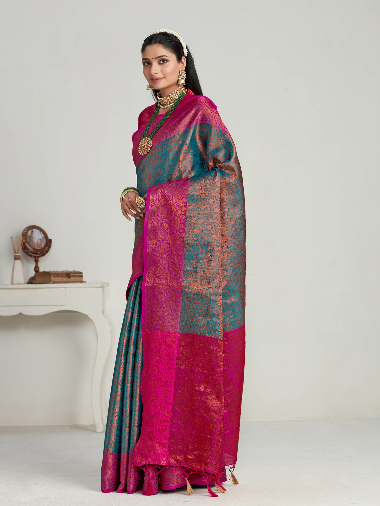 Buy Zwab Women's Kanchipuram Art Silk Saree With Blouse Piece (ZW