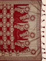 Mimosa Women's Woven Design Banarasi Organza Saree With Blouse Piece : SA00001160MR