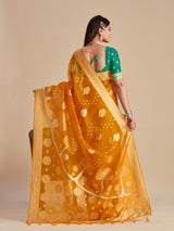 Mimosa Women's Woven Design Banarasi Organza Saree With Blouse Piece : SA00001162GD