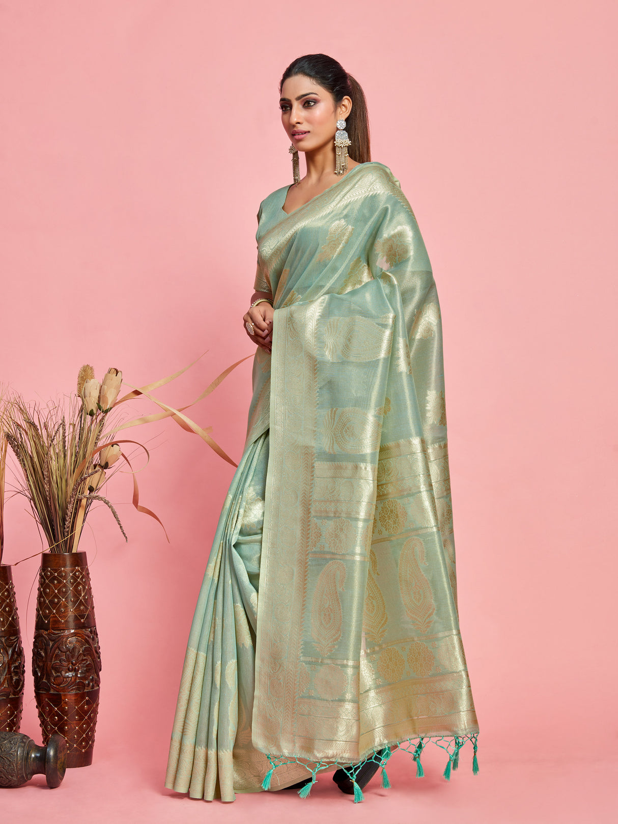 Mimosa Women's Woven Design Banarasi Art Silk Saree With Blouse Piece : SA00001217ANFREE