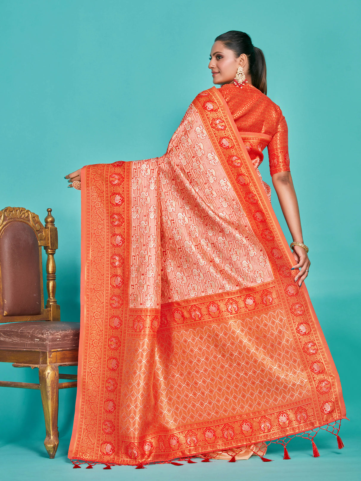 Mimosa Women's Woven Design Kanjivaram Art Silk Saree With Blouse Piece : SA00001247PCFREE