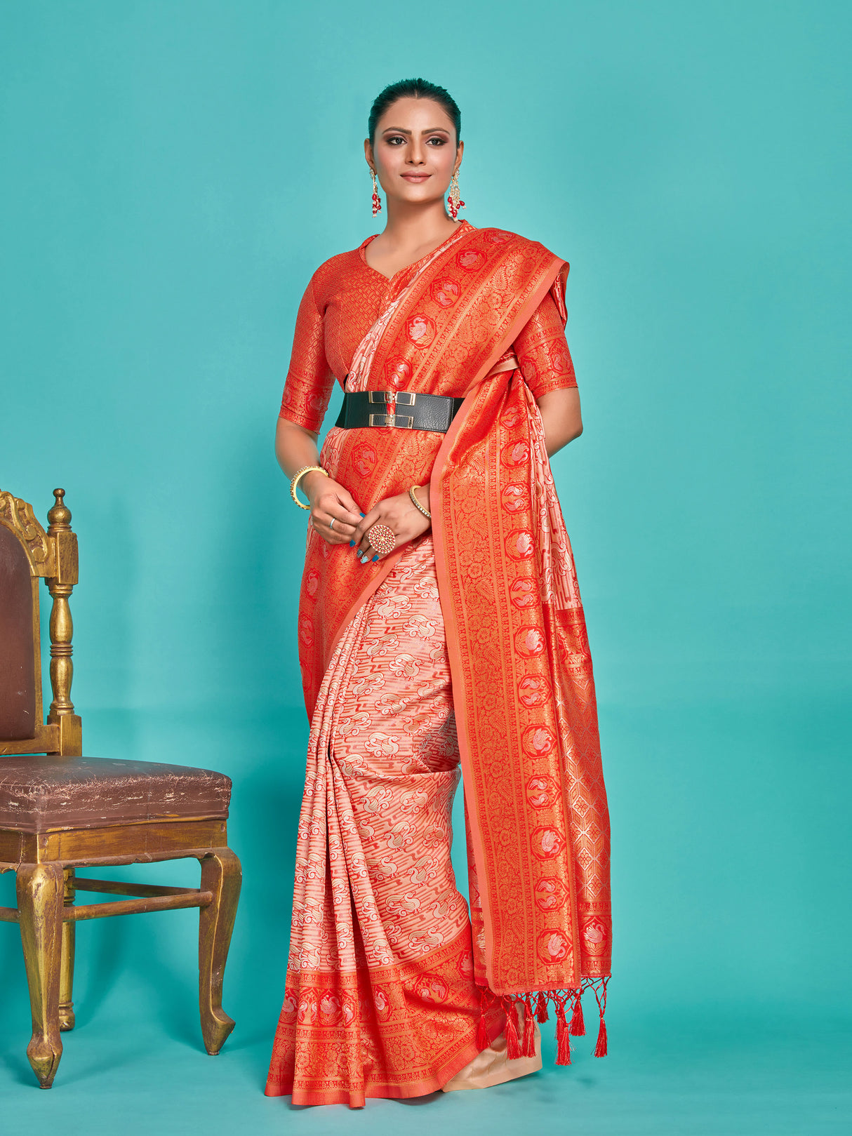 Mimosa Women's Woven Design Kanjivaram Art Silk Saree With Blouse Piece : SA00001247PCFREE