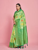 Mimosa Women's Woven Design Kanjivaram Linen Saree With Blouse Piece : SA00001248LRFREE