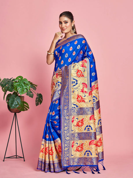 Mimosa Women's Woven Design Kanjivaram Art Silk Saree With Blouse Piece : SA00001259RBFREE