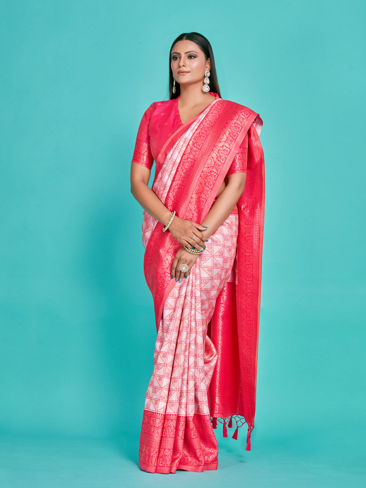 Mimosa Women's Woven Design Kanjivaram Art Silk Saree With Blouse Piece : SA00001260RNFREE