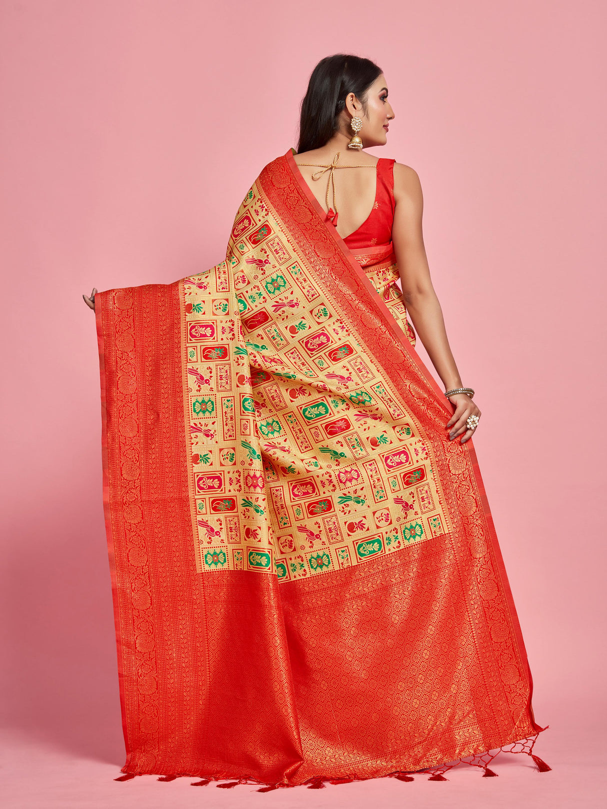 Mimosa Women's Woven Design Kanjivaram Art Silk Saree With Blouse Piece : SA00001277YLWFREE