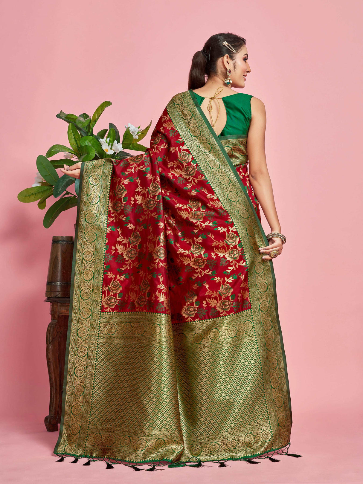 Mimosa Women's Woven Design Kanjivaram Art Silk Saree With Blouse Piece : SA00001279MRFREE