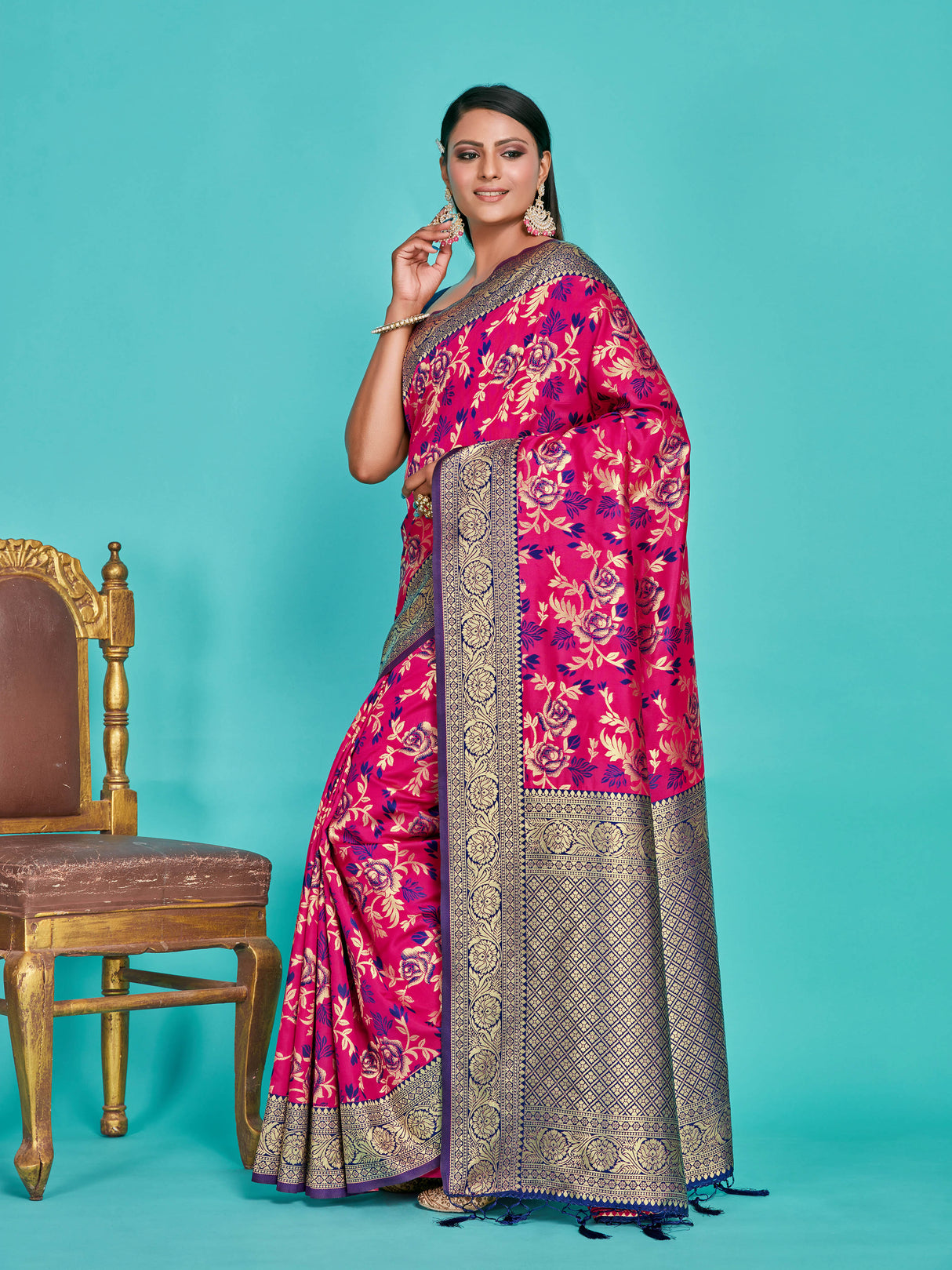 Mimosa Women's Woven Design Kanjivaram Art Silk Saree With Blouse Piece : SA00001279RNFREE