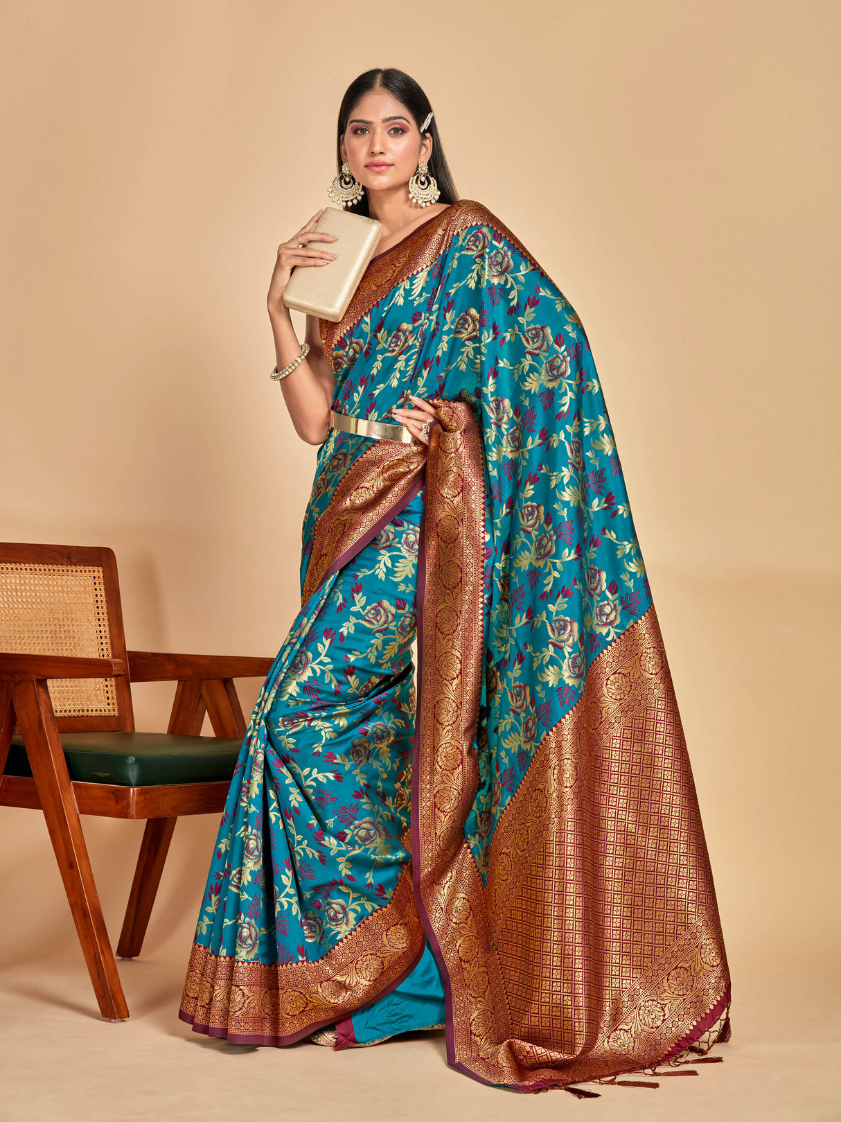 Mimosa Women's Woven Design Kanjivaram Art Silk Saree With Blouse Piece : SA00001279SFFREE