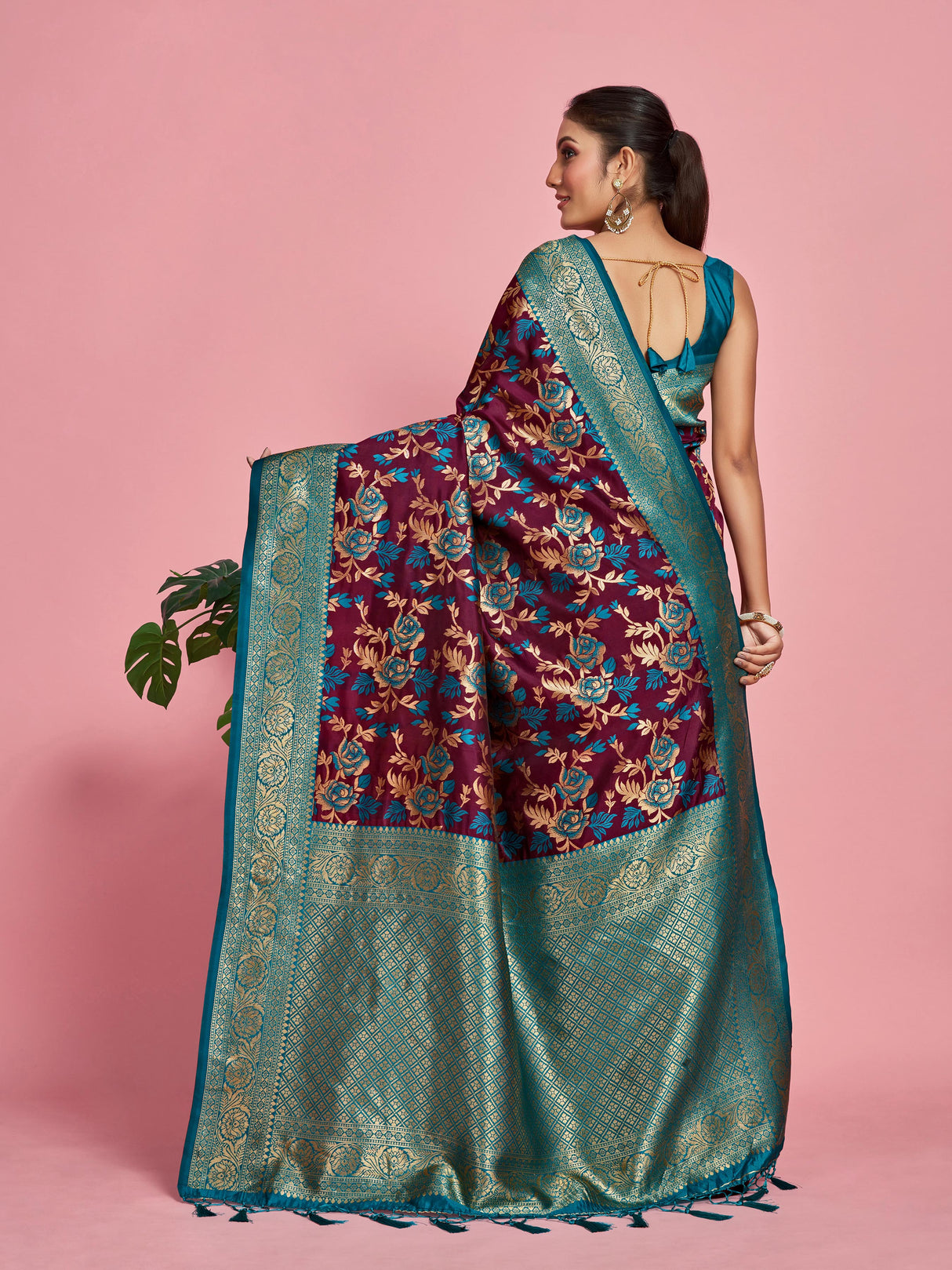 Mimosa Women's Woven Design Kanjivaram Art Silk Saree With Blouse Piece : SA00001279WNFREE