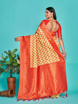 Mimosa Women's Woven Design Kanjivaram Art Silk Saree With Blouse Piece : SA00001280YLWFREE